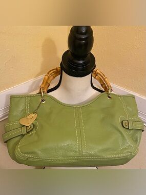 RELIC Leather Tote with Bamboo Handles; Excellent Condition.